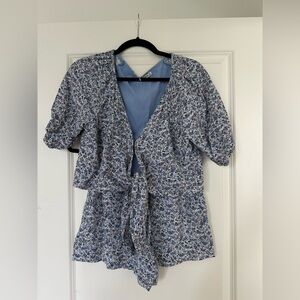 Floral linen blend two piece set